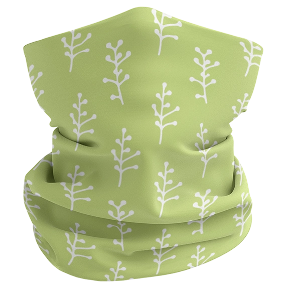 Pale Green Branches Leaves Custom Neck Gaiters Bulk